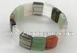 CGB3483 7.5 inches 15*20mm faceted rectangle mixed gemstone bracelets