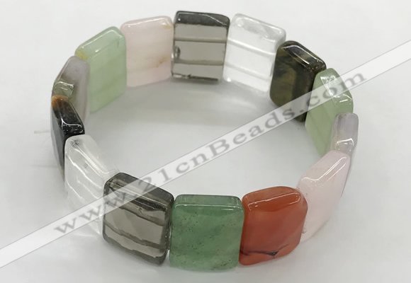 CGB3483 7.5 inches 15*20mm faceted rectangle mixed gemstone bracelets