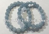 CGB4037 7.5 inches 8mm faceted round aquamarine beaded bracelets