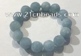 CGB4040 7.5 inches 14mm faceted round aquamarine beaded bracelets