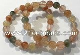 CGB4072 7.5 inches 9mm round mixed rutilated quartz beaded bracelets