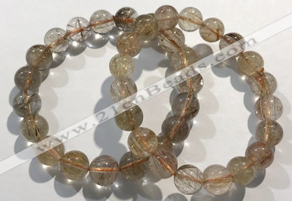 CGB4079 7.5 inches 10mm round golden rutilated quartz beaded bracelets