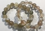 CGB4081 7.5 inches 12mm round golden rutilated quartz beaded bracelets