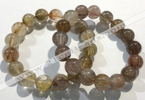 CGB4082 7.5 inches 13mm round golden rutilated quartz beaded bracelets