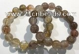 CGB4083 7.5 inches 14mm round golden rutilated quartz beaded bracelets