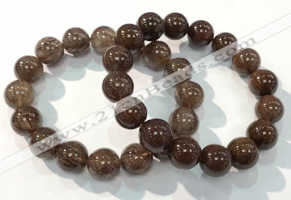 CGB4099 7.5 inches 14mm round rutilated quartz beaded bracelets