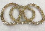 CGB4115 7.5 inches 8mm - 9mm round golden rutilated quartz beaded bracelets