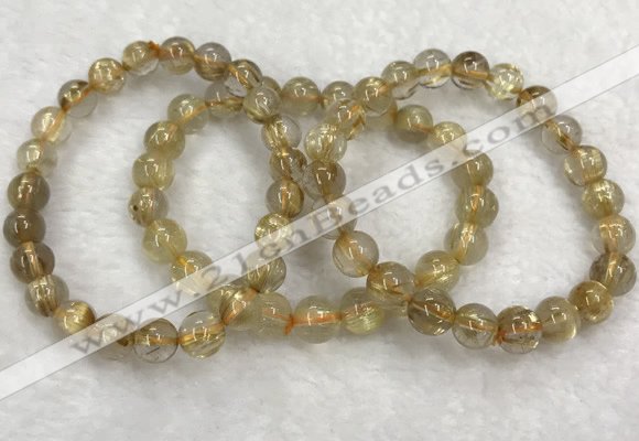 CGB4115 7.5 inches 8mm - 9mm round golden rutilated quartz beaded bracelets