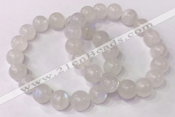 CGB4503 7.5 inches 12mm round white moonstone beaded bracelets