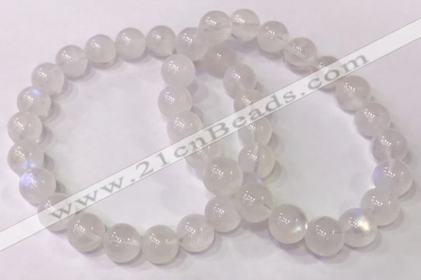 CGB4510 7.5 inches 8mm - 9mm round white moonstone beaded bracelets