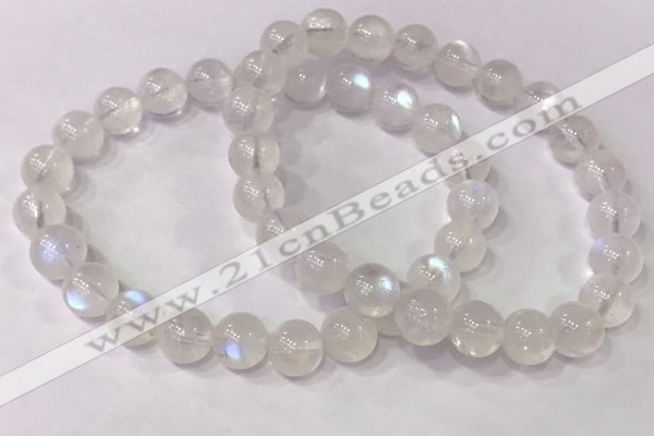 CGB4512 7.5 inches 8mm round white moonstone beaded bracelets