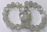 CGB4519 7.5 inches 14mm round white moonstone beaded bracelets