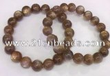 CGB4550 7.5 inches 11mm round sunstone beaded bracelets