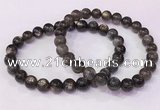 CGB4556 7.5 inches 7mm - 8mm round black sunstone beaded bracelets