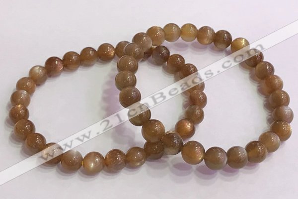 CGB4564 7.5 inches 8mm round golden sunstone beaded bracelets