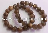 CGB4566 7.5 inches 12mm round golden sunstone beaded bracelets