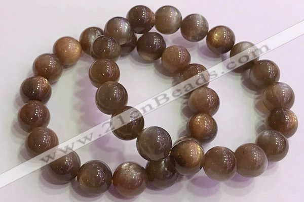 CGB4566 7.5 inches 12mm round golden sunstone beaded bracelets