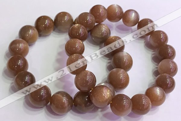 CGB4567 7.5 inches 14mm round golden sunstone beaded bracelets