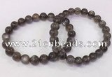 CGB4573 7.5 inches 8mm - 9mm round black sunstone beaded bracelets