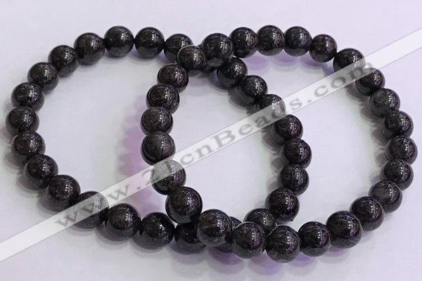 CGB4576 7.5 inches 8mm round black sunstone beaded bracelets