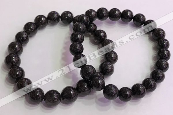 CGB4577 7.5 inches 10mm round black sunstone beaded bracelets