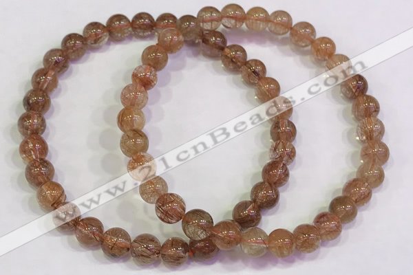 CGB4612 6mm - 7mm round golden rutilated quartz beaded bracelets