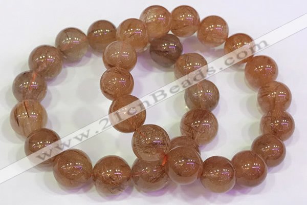 CGB4616 13mm - 14mm round golden rutilated quartz beaded bracelets