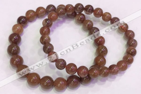 CGB4625 7mm - 8mm round red rutilated quartz beaded bracelets
