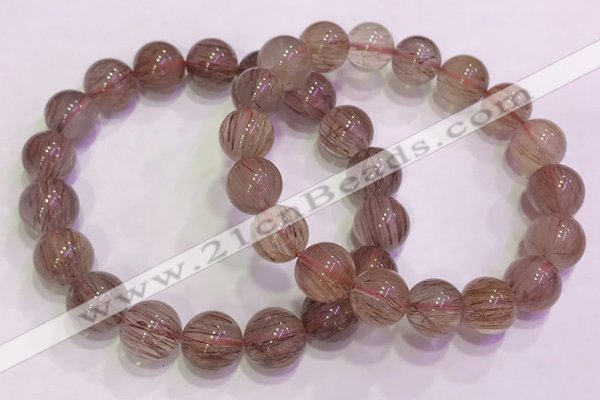 CGB4639 12mm round red rutilated quartz beaded bracelets