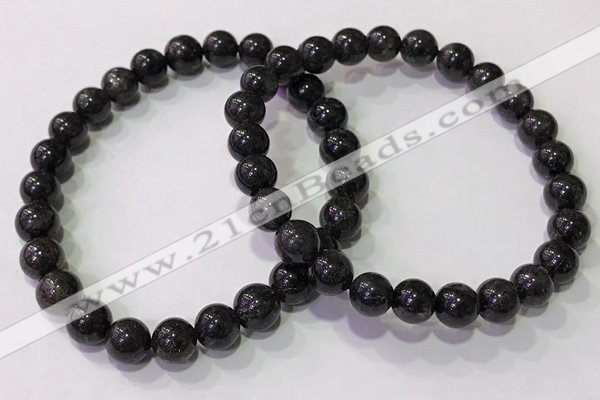 CGB4651 7mm - 8mm round black rutilated quartz beaded bracelets