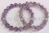 CGB4657 9.5mm - 10mm round purple phantom quartz beaded bracelets