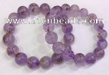 CGB4659 13mm - 14mm round purple phantom quartz beaded bracelets