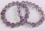 CGB4662 10mm - 11mm round purple phantom quartz beaded bracelets