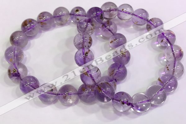 CGB4663 12mm - 13mm round purple phantom quartz beaded bracelets