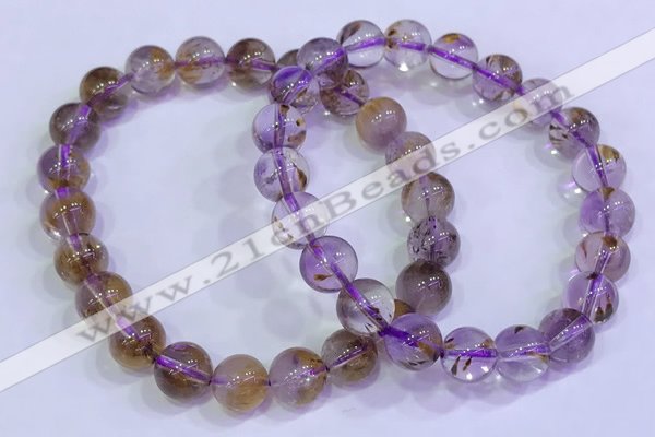 CGB4667 8mm round purple phantom quartz beaded bracelets