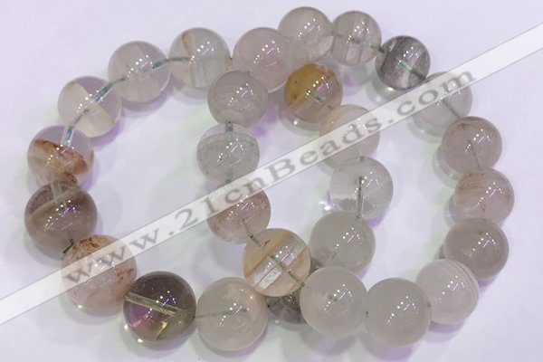 CGB4675 15mm - 16mm round green phantom quartz beaded bracelets