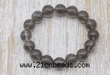 CGB5303 10mm, 12mm round smoky quartz beads stretchy bracelets