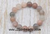 CGB5315 10mm, 12mm round moonstone beads stretchy bracelets