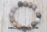 CGB5503 10mm, 12mm round matte bamboo leaf agate beads stretchy bracelets
