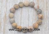 CGB5504 10mm, 12mm round matte yellow crazy lace agate beads stretchy bracelets