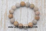 CGB5505 10mm, 12mm round matte fossil coral beads stretchy bracelets