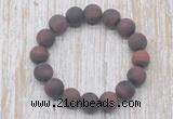 CGB5509 10mm, 12mm round matte red tiger eye beads stretchy bracelets