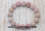 CGB5510 10mm, 12mm round matte pink wooden jasper beads stretchy bracelets