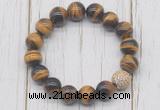 CGB5673 10mm, 12mm yellow tiger eye beads with zircon ball charm bracelets
