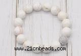 CGB5691 10mm, 12mm white howlite turquoise beads with zircon ball charm bracelets
