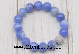 CGB5704 10mm, 12mm blue banded agate beads with zircon ball charm bracelets