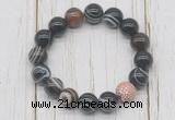 CGB5711 10mm, 12mm black banded agate beads with zircon ball charm bracelets