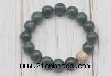 CGB5718 10mm, 12mm moss agate beads with zircon ball charm bracelets