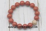 CGB5732 10mm, 12mm red jasper beads with zircon ball charm bracelets