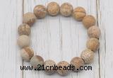 CGB5816 10mm, 12mm matte picture jasper beads with zircon ball charm bracelets